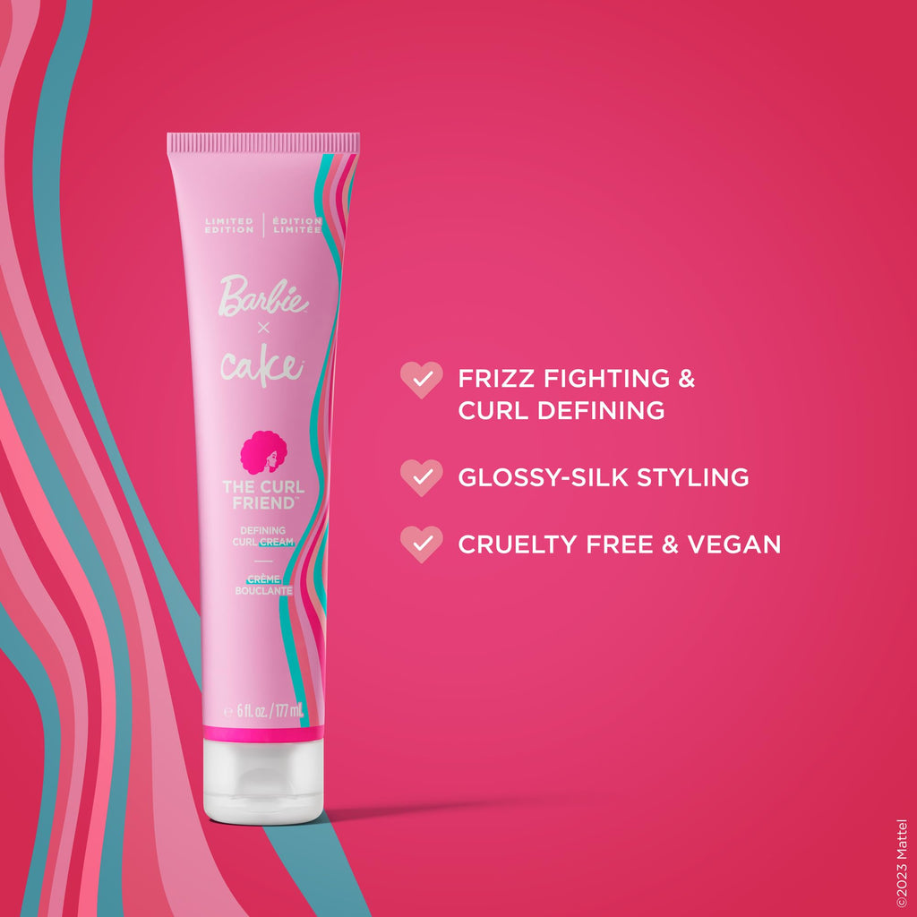 Cake Beauty x Barbie Curl Friend Defining Curl Cream - Bounce Curly Hair Styling Product & Anti Frizz Control Heat Protectant for Hair Detangler – Cruelty Free & Vegan