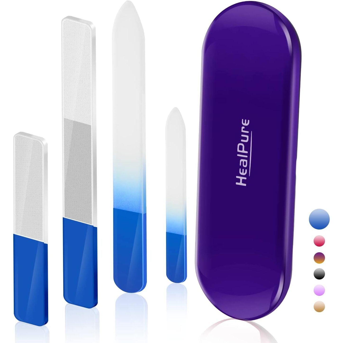 Buy now Glass Nail File and Nail Shiner, 4PC Crystal Nail File and Nano Glass Nail Buffer, Premium Set with Case, Professional Manicure Tool Fingernail Czech File for Natural Nail, Gift for Women and Girls Blue at indiglob india