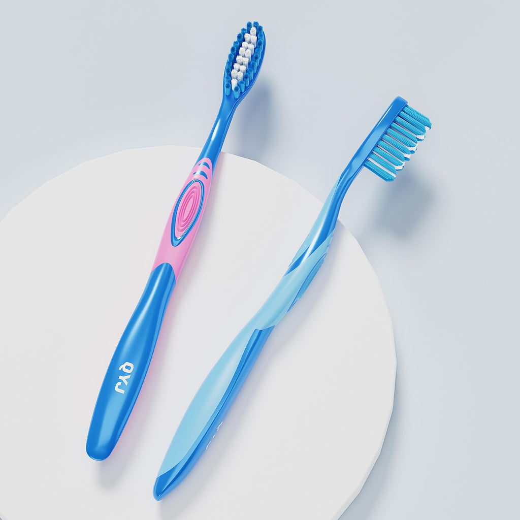 Medium Bristle Toothbrush for Adults, Manual Whitening Brush with Spiral Bristles Removes Smoke, Tea & Coffee Stains – Deep Plaque Clean, Rounded Tips for Gum Safety，5 Pack