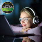 Buy now Stylish Blue Light Blocking Glasses for Women & Men – Helps Reduce Glare & Digital Eye Strain from Computers, Phones w/Case at indiglob india