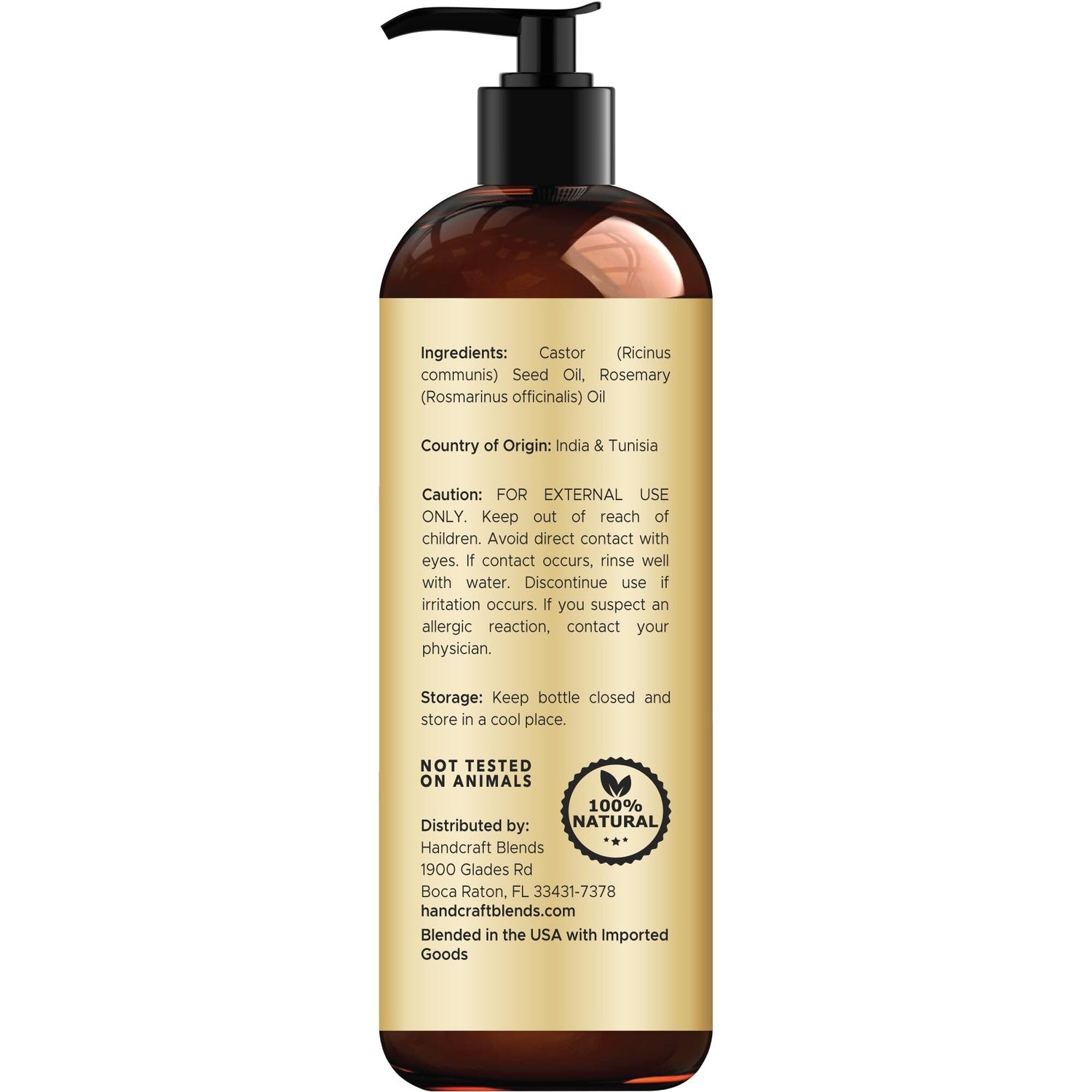 Buy now Handcraft Blends Castor Oil with Rosemary Oil 8 Fl Oz | 100% Pure and Natural | Premium Grade Carrier Oil | Hair, Eyelashes and Eyebrows | Hair and Body at indiglob india