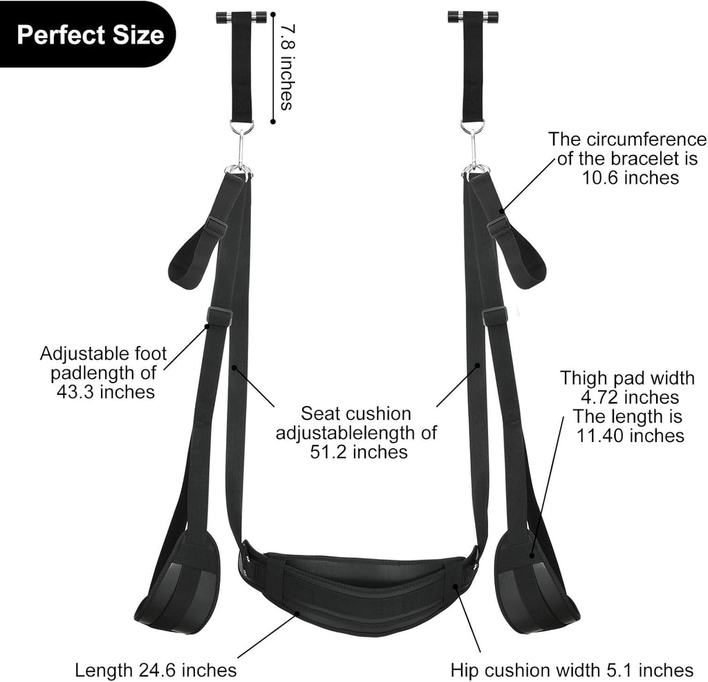 Sex Toys Sex Swing BDSM Bondage Slave Leather Soft Plush Sex Slings with Adjustable Straps, Hanging Door Handcuffs Leg Restraints Spreader Adult Toys for Couple
