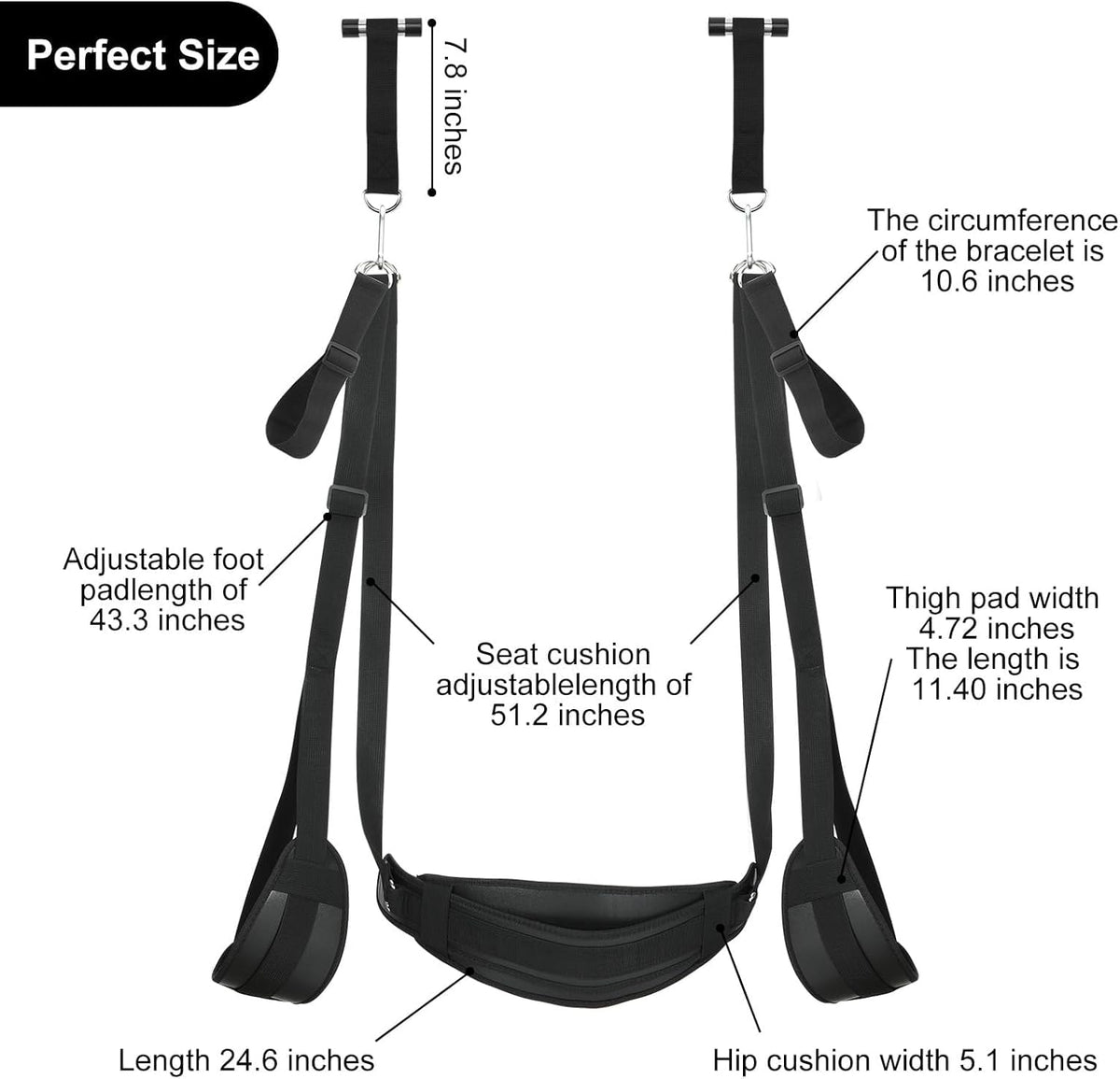 Sex Toys Sex Swing BDSM Bondage Slave Leather Soft Plush Sex Slings with Adjustable Straps, Hanging Door Handcuffs Leg Restraints Spreader Adult Toys for Couple