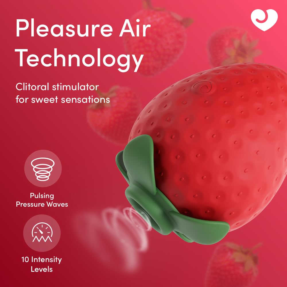 Lovehoney Strawberry Clit Sucker Womens Sex Toy, Discreet Air Pulse Suction