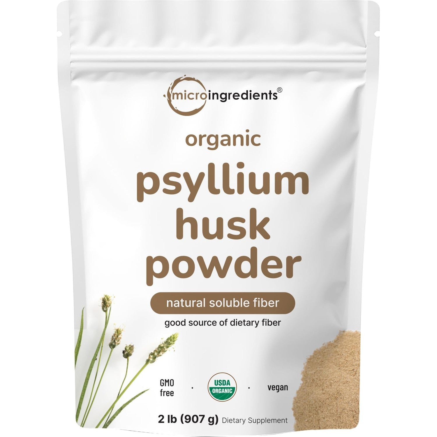 Micro Ingredients Organic Psyllium Husk Powder, 2lbs (32oz) | Daily Soluble Fiber Supplement | India Origin | Non-GMO, Keto Friendly, Vegan