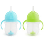 Buy now Munchkin Any Angle Sippy Cup for Toddlers, Spill Proof Weighted Straw Cup with Transition Handles for Babies 6 Months and Up, 7 Ounce, Blue at indiglob india