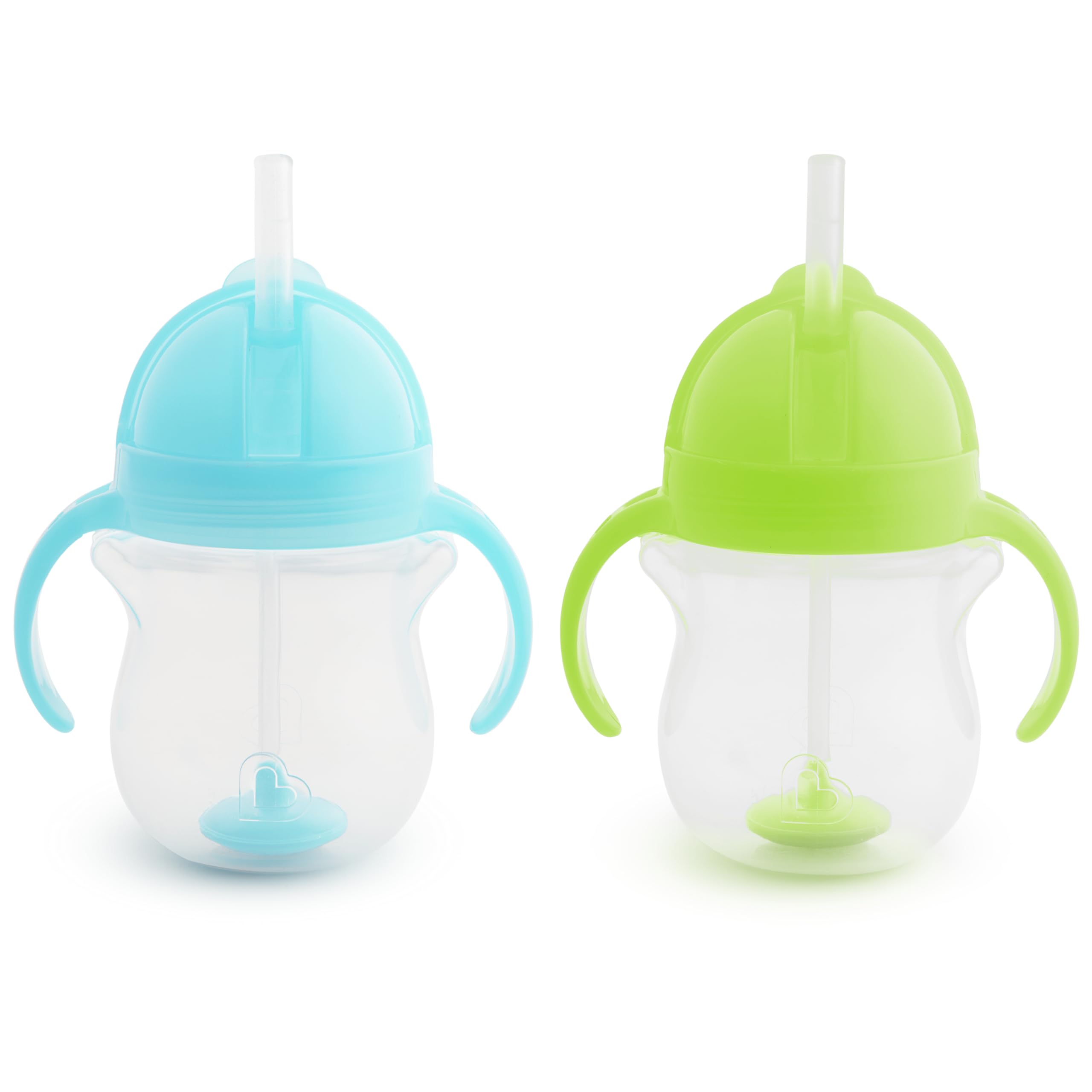 Buy now Munchkin Any Angle Sippy Cup for Toddlers, Spill Proof Weighted Straw Cup with Transition Handles for Babies 6 Months and Up, 7 Ounce, Blue Blue Green 2 Count at indiglob india