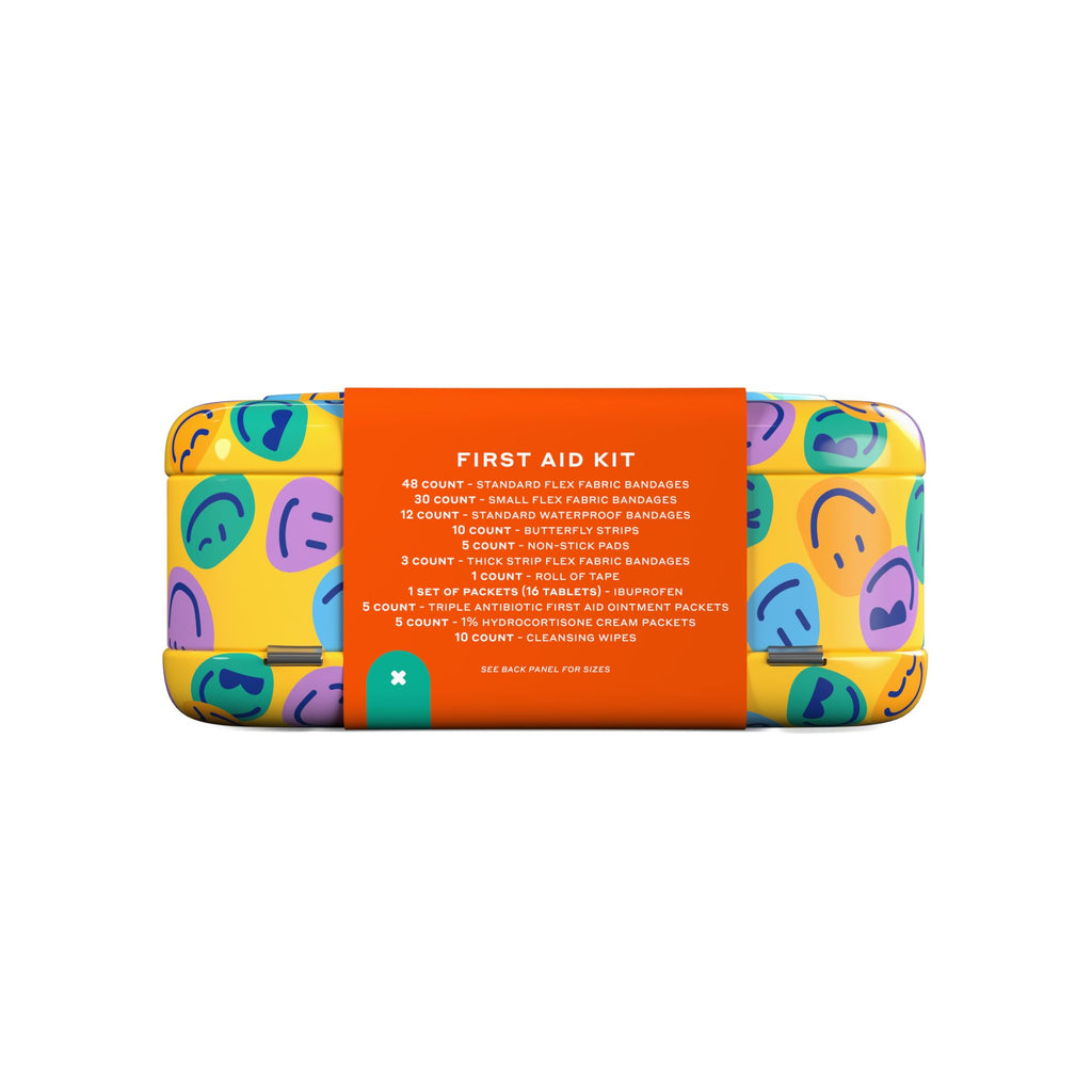 Welly First Aid Kit | FSA Eligible | Adhesive Flexible Fabric and Waterproof Bandages, Tape and Non-Stick Pads, Butterfly Strips, Triple Antibiotic and Hydrocortisone Ointments, Ibuprofen - 130 Count