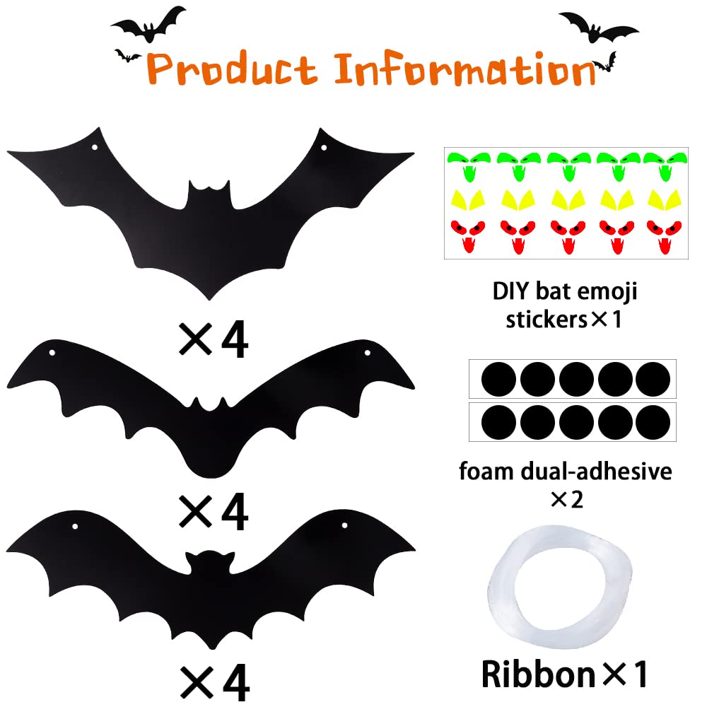 YUJUN Halloween Hanging Bats for 12PCS 3D Halloween Yard Outdoor Decoration