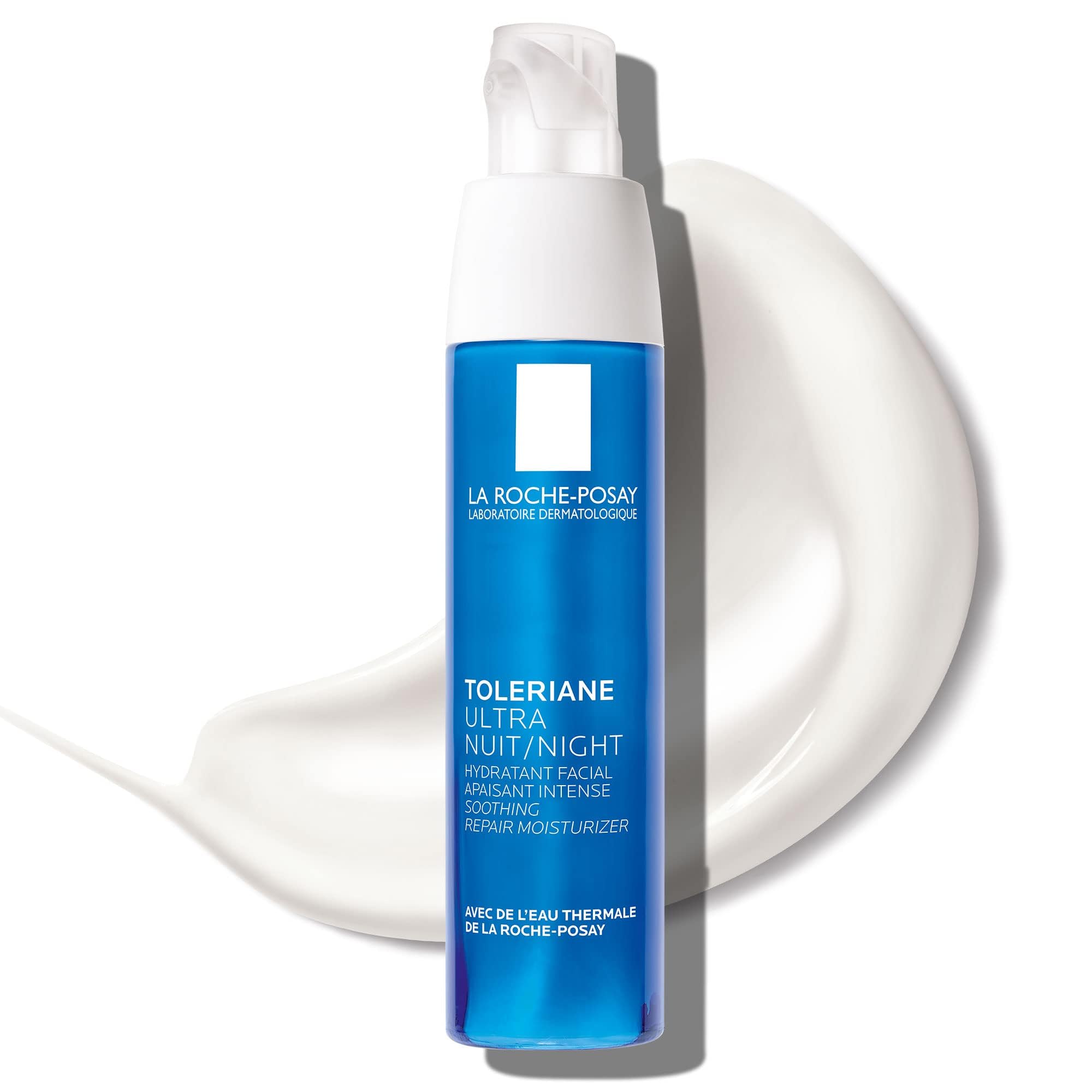 La Roche-Posay Toleriane Dermallergo Night Cream with Vitamin E 1.35oz | Intense soothing night moisturizer for sensitive skin, allergy tested. Formerly Toleriane Ultra Night.