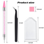 Rhinestone Picker Tool, 2 Bedazzling Pen, 6 Extra Wax Tips&Tweezer | 16Pcs Bedazzling Tools, Diamond Painting Dotting Pen with Precision Tweezer, Nail Art DIY Kit
