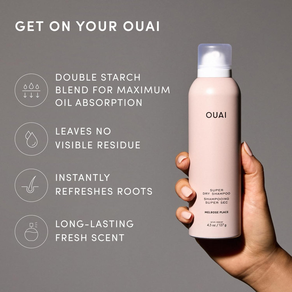 OUAI Super Dry Shampoo - Travel Size - Melrose Place (2 Oz) | Volumizing Dry Shampoo, Absorbs Oil, Dirt & Sweat, Blends Seamlessly with Zero Residue, Long-Lasting Scent