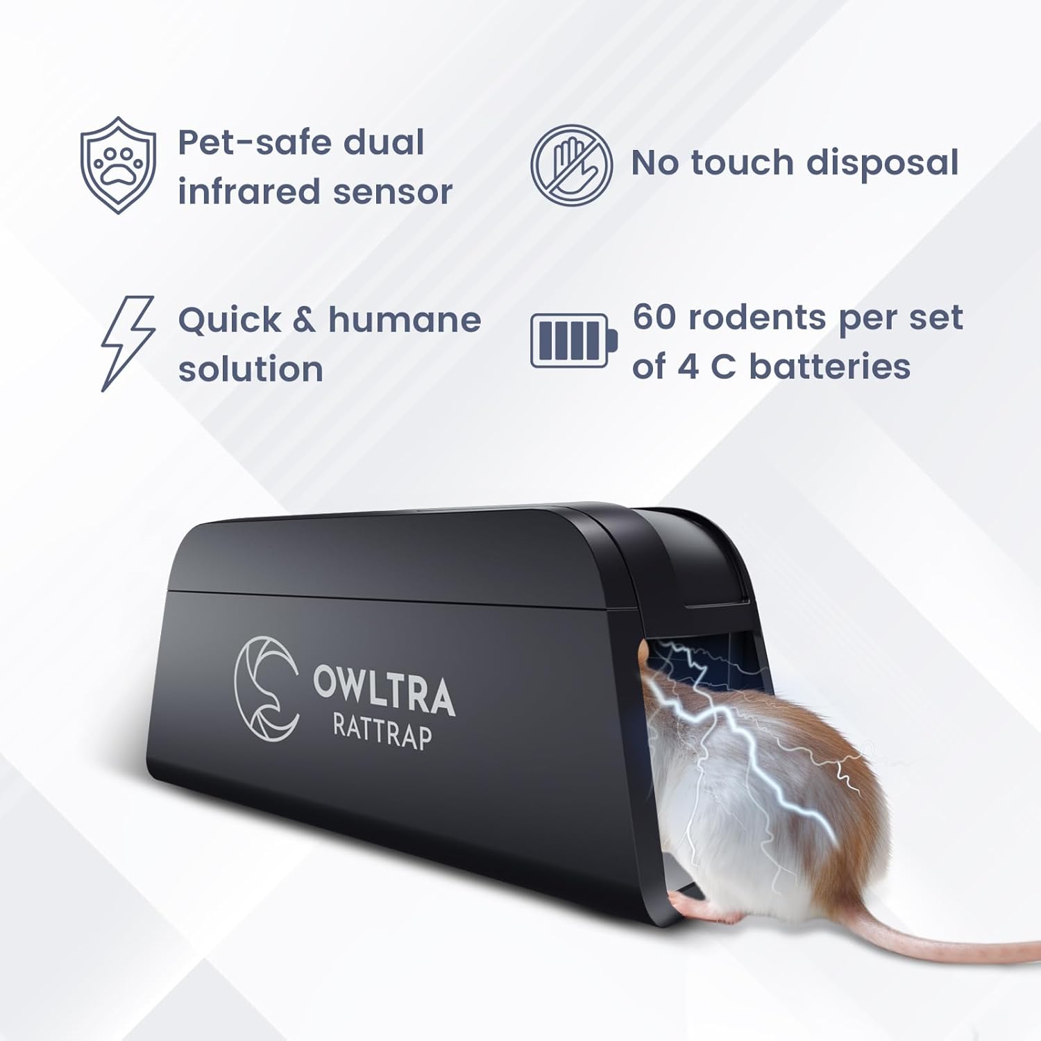 Buy now OWLTRA OW-1 Indoor Electric Rat Trap, Instant Kill Rodent Zapper with Pet Safe Trigger, Black, Large at indiglob india