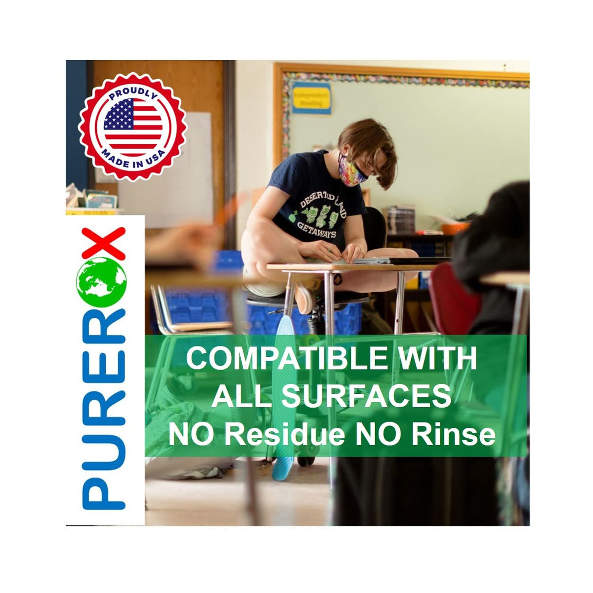 PUREROX disinfectant (16oz, 2pk) Eliminate 99.9999% MRSA, Norovirus, Viruses, Fungus, Bacteria. Hospital Grade. Safe for Use Anywhere. No residue. Suitable for All Surfaces.