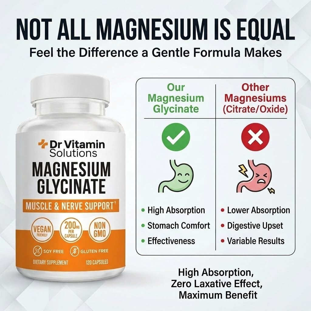 Magnesium Glycinate 200mg High Absorption Bisglycinate Sleep Supplement