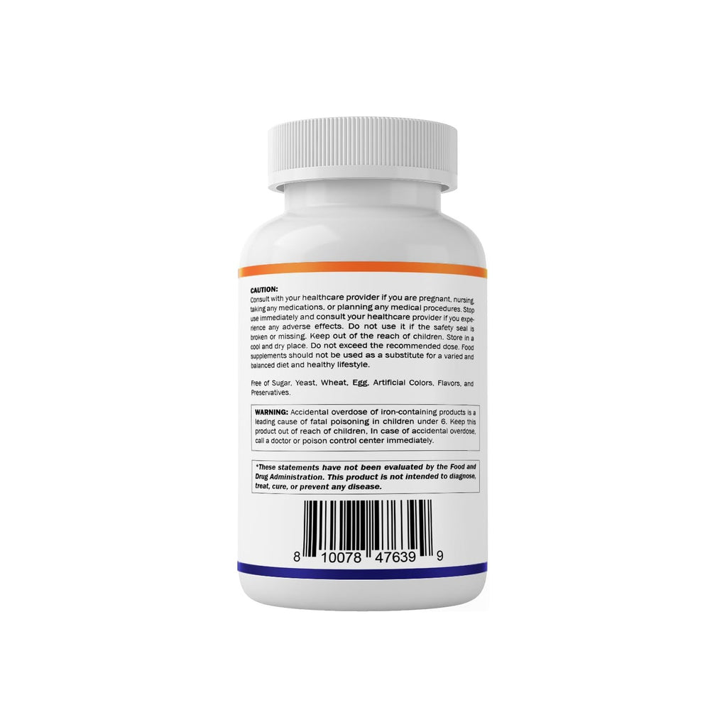 Vitamatic Ferrous Fumarate 325 mg + Vitamin C 100 mg (104 mg Elemental Iron) – High Potency Iron Supplement – Gentle on Stomach, 120 Coated Tablets, Made in USA