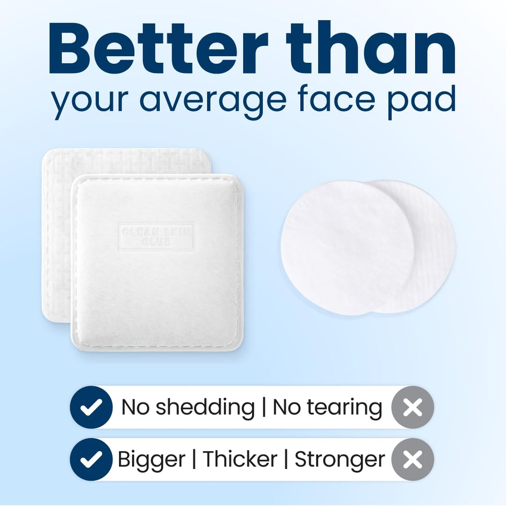 Clean Skin Club Clean² Pads 2.0 [NEW & Improved Edges] Guaranteed Not to Shed & Tear Face Pads, Unique Triple Layers, Textured & Ultra Soft Side, Organic Disposable Cotton, Pair with Makeup Remover