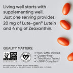 Sports Research® Lutein + Zeaxanthin w/Organic Coconut Oil, 30 Plantgels™ | Vegan Lutein w/ Lute-Gen® Eye Health Supplement | Plant-Based, Vegan Certified, Non-GMO Verified - 30 Servings
