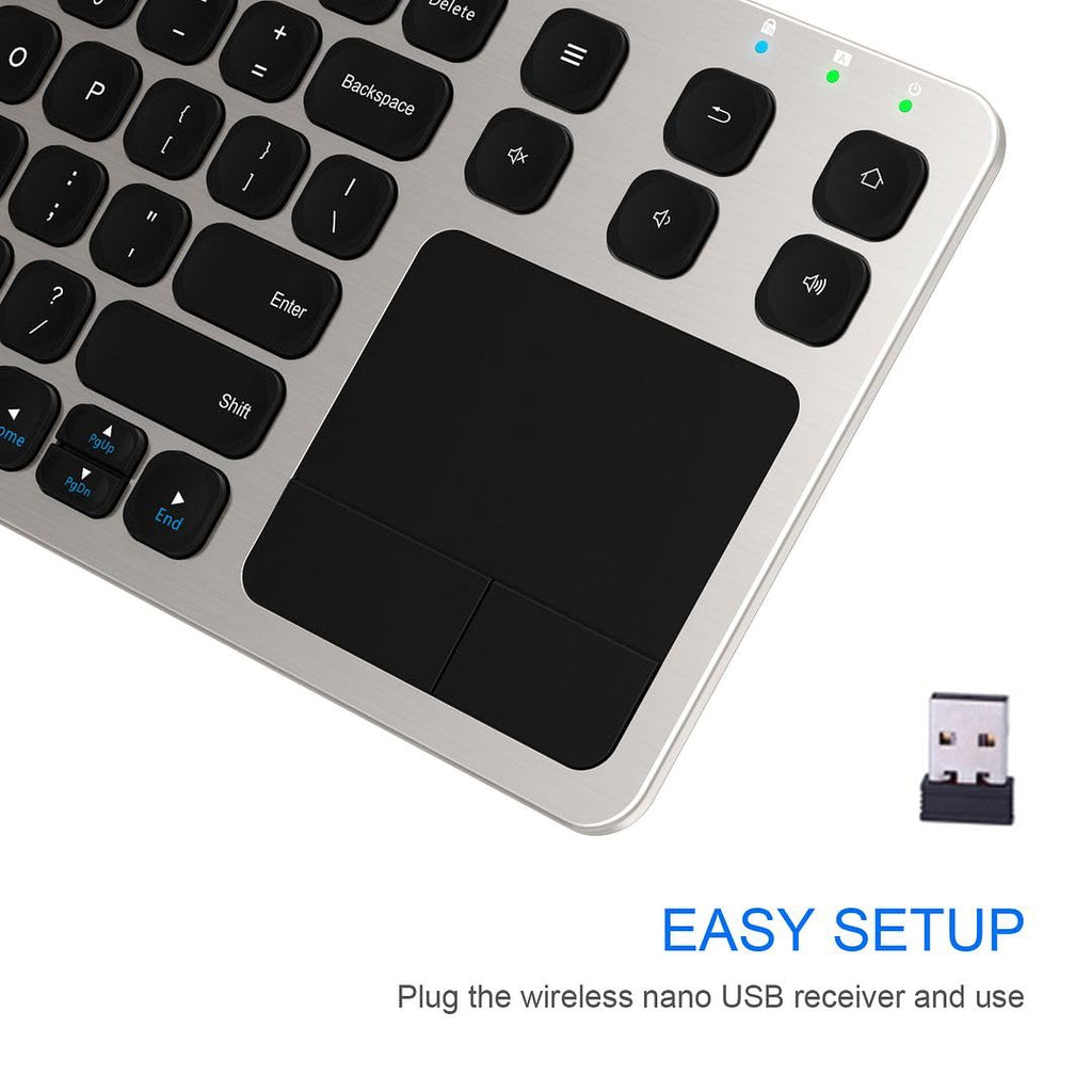 Buy now Arteck 2.4G Wireless Touch TV Keyboard with Easy Media Control and Built-in Touchpad Mouse Solid Stainless Ultra Compact Full Size Keyboard -Connected Computer, Smart TV, HTPC at indiglob india