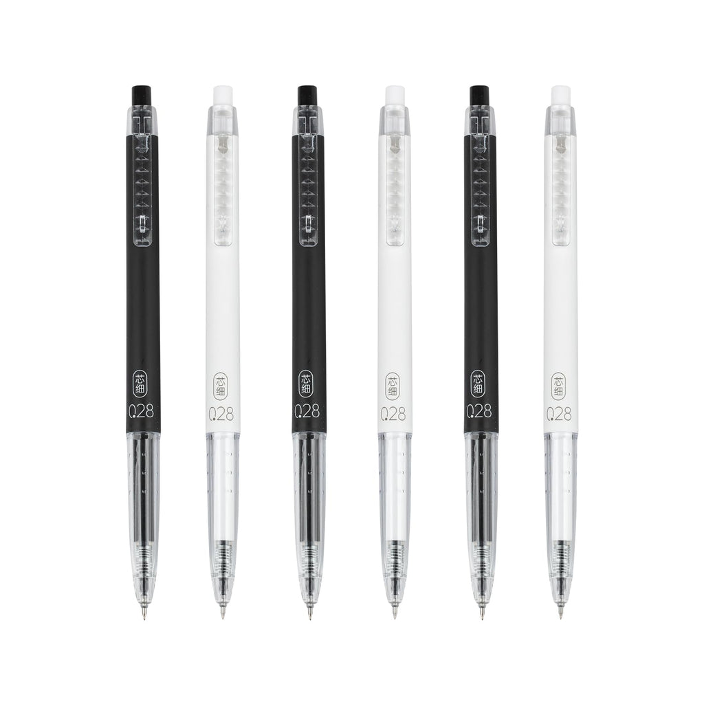 Gel Pens 0.28mm Extra Fine Point Pen, Black Ink, Ball Point Pen for School, Office, Stationery Supplies 6 Packs