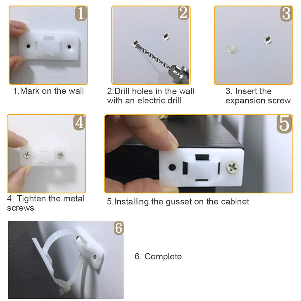 Anti-Tip Furniture Wall Anchor Straps(6 Pack,with Screws),Wall Anchors Straps Kit for Bookshelf or Dresser,Adjustable Safety Furniture Wall Straps for Baby,Kids,Dogs,Cabinet,Bed,Shelf,etc.(White)
