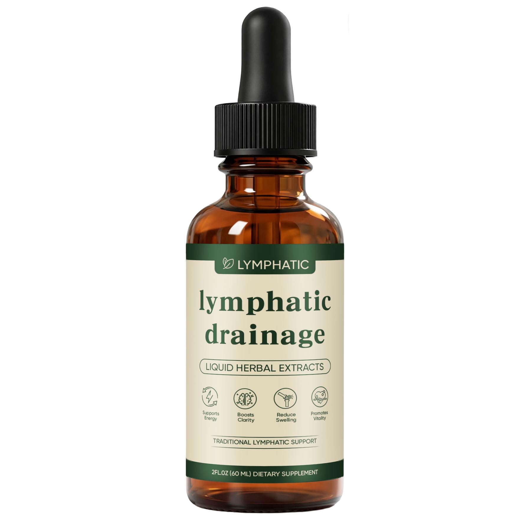 Lymphatic Drainage Drops, Bloat Relief & De-Puff, Immune & Lymph System Support Supplement, – Cleavers, Red Clover, Stillingia Root & Prickly Ash Bark, Fluid Retention, Vegan & Alcohol-Free, 2 Fl Oz