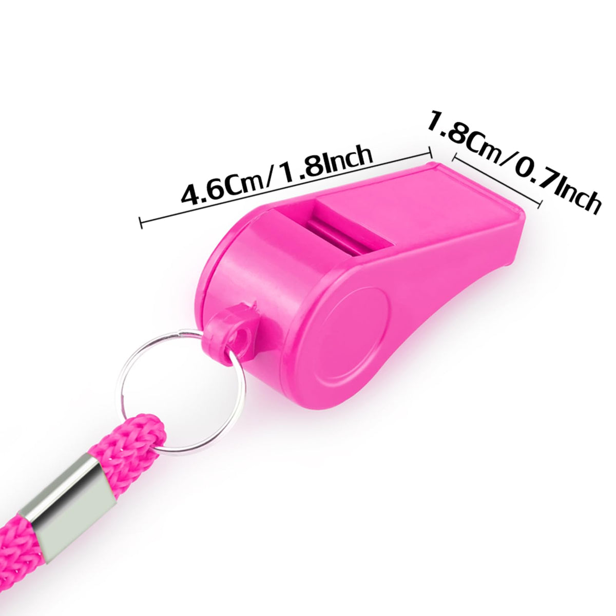 Loud Sports Whistle with Lanyard – High-Pitched Pink Plastic Whistles for Coaches, Outdoor Safety, Dog Training, Party Favors