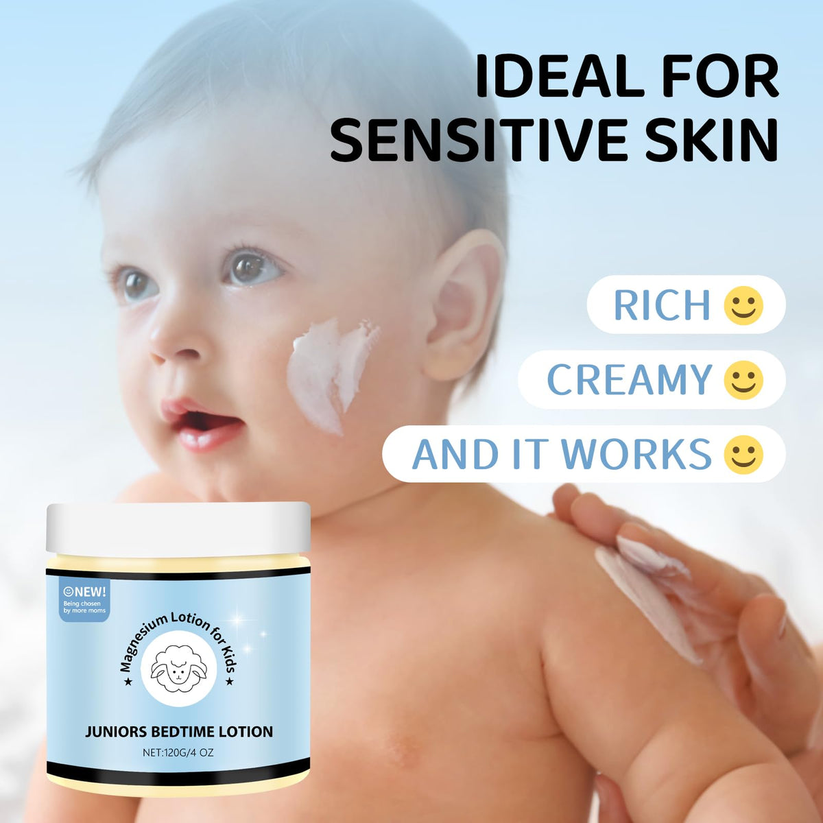 Magnesium Lotion for Kids - Organic Magnesium Lotion for Babies - Soothing Relief & Relaxation - Topical Magnesium Cream Calms Children at Bedtime & Night - Without Melatonin (4 oz)
