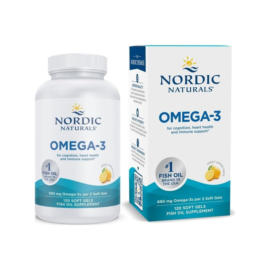 Nordic Naturals Omega-3, 690mg Fish Oil, EPA & DHA, Lemon - 90 Count | Omega-3 fish oil supports immune, brain & heart health. Optimal Wellness. Non-GMO, burpless. 45 servings.