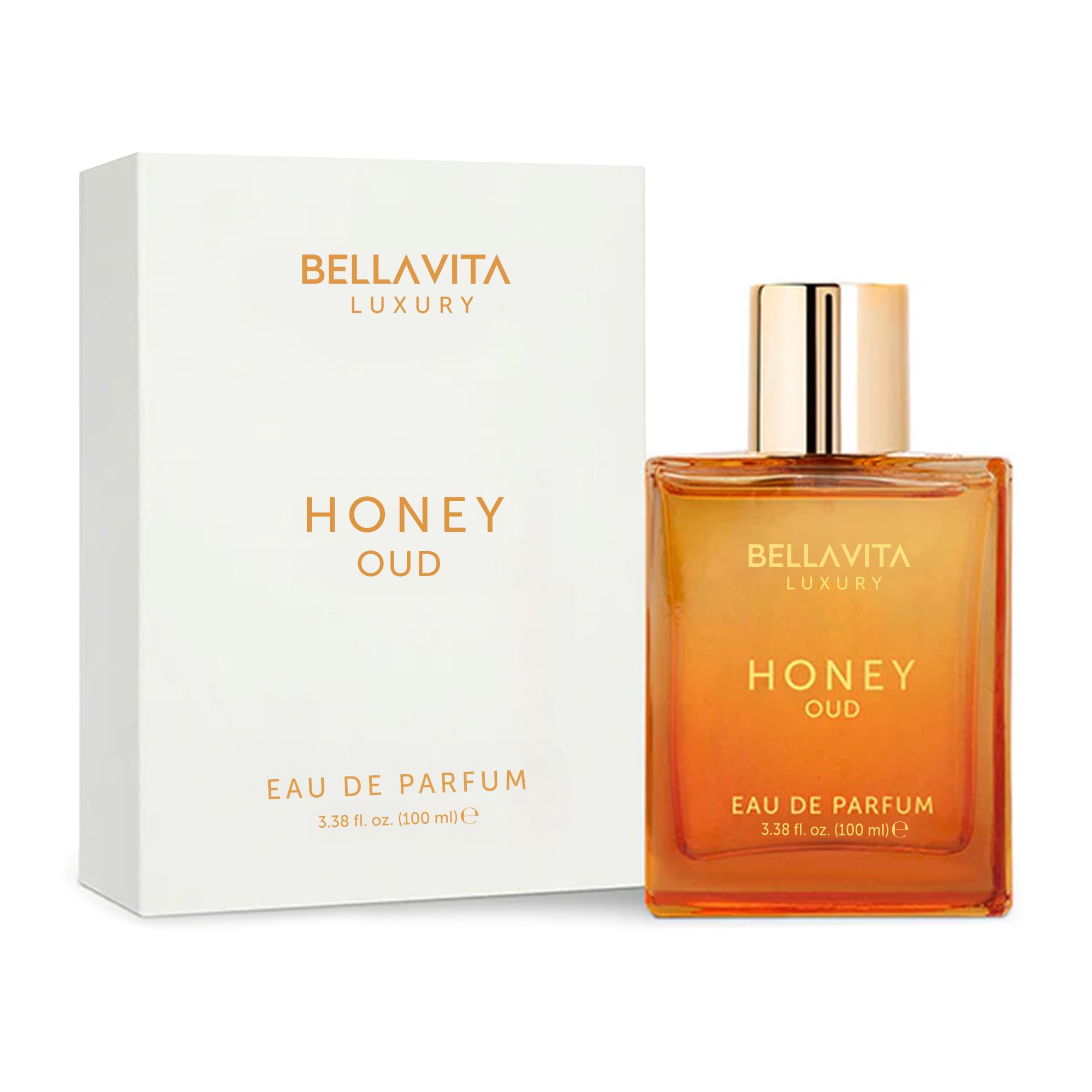 BellaVita Luxury Honey Oud Eau de Parfum | 100 ml | Unisex Perfume | Unisex Perfume with long-lasting Honey Oud Eau de Parfum, perfect for daily wear, special occasions and gifting