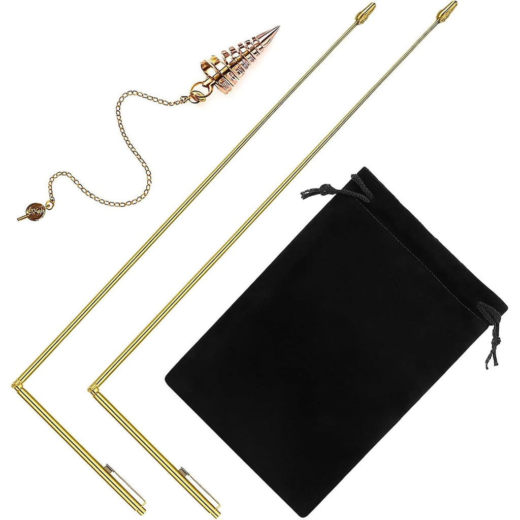 Buy now Jadive 3 Pieces Divining Rods Copper and Dowsing Pendulum for Ghost Hunting, Energy Healing, Divining Water includes 2 Retractable Divining Rods with Copper Handle and 1 Pendulum Pendant(Gold) at indiglob india