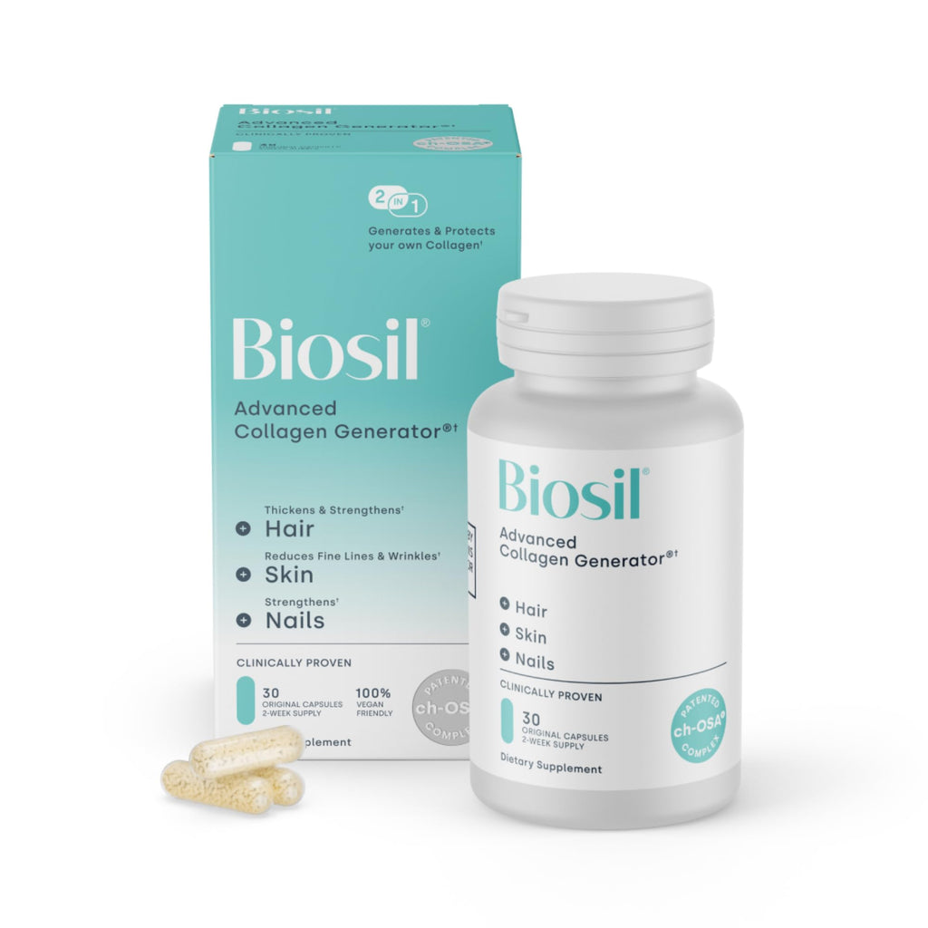 Biosil Collagen Booster Supplement - 30 Original Capsules | Patented ch-OSA Activator for Skin, Hair, Nails & Joints - Supports Natural Production - 15-Day Supply