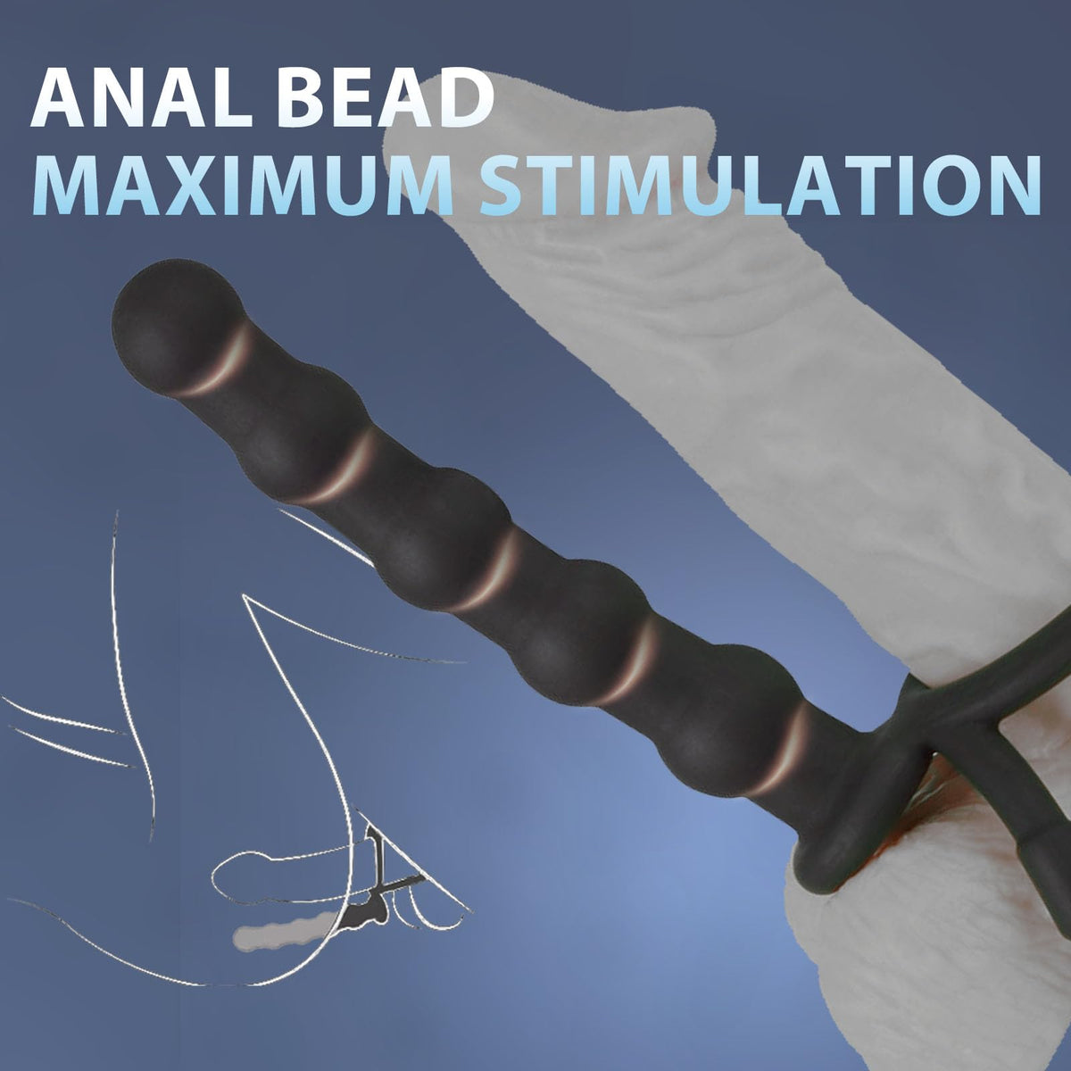 Anal Toys Anal Beads Dual Penetration Cock Ring, Couples Sex Toys Double Anal Dildo Strap On for Anal Play Pleasure & Vaginal Stimulation, Silicone Butt Plug Anal Hook Trainer with Penis Ring
