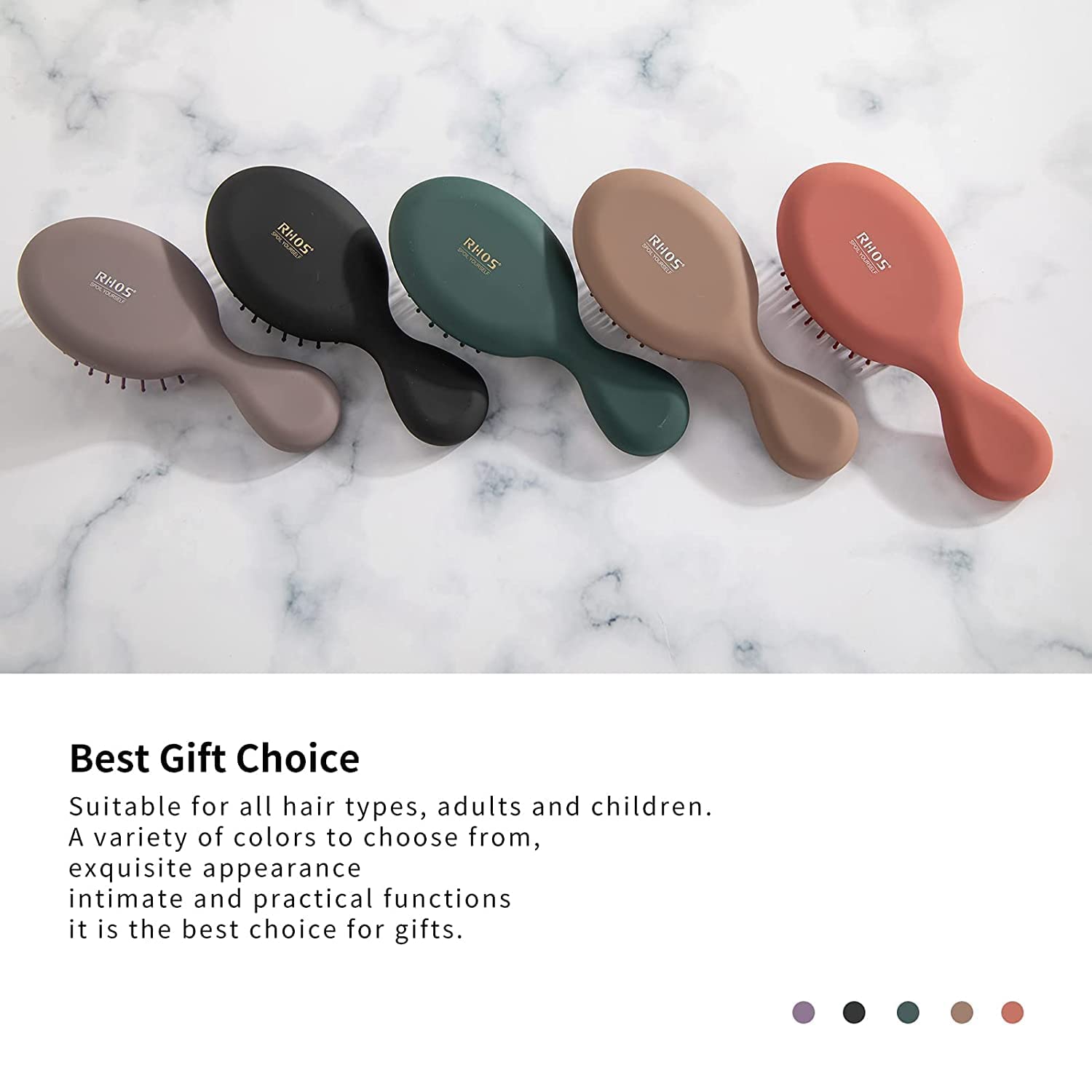 RHOS folding brush with mirror for women; available in multiple colors. Order online for practical hair care!