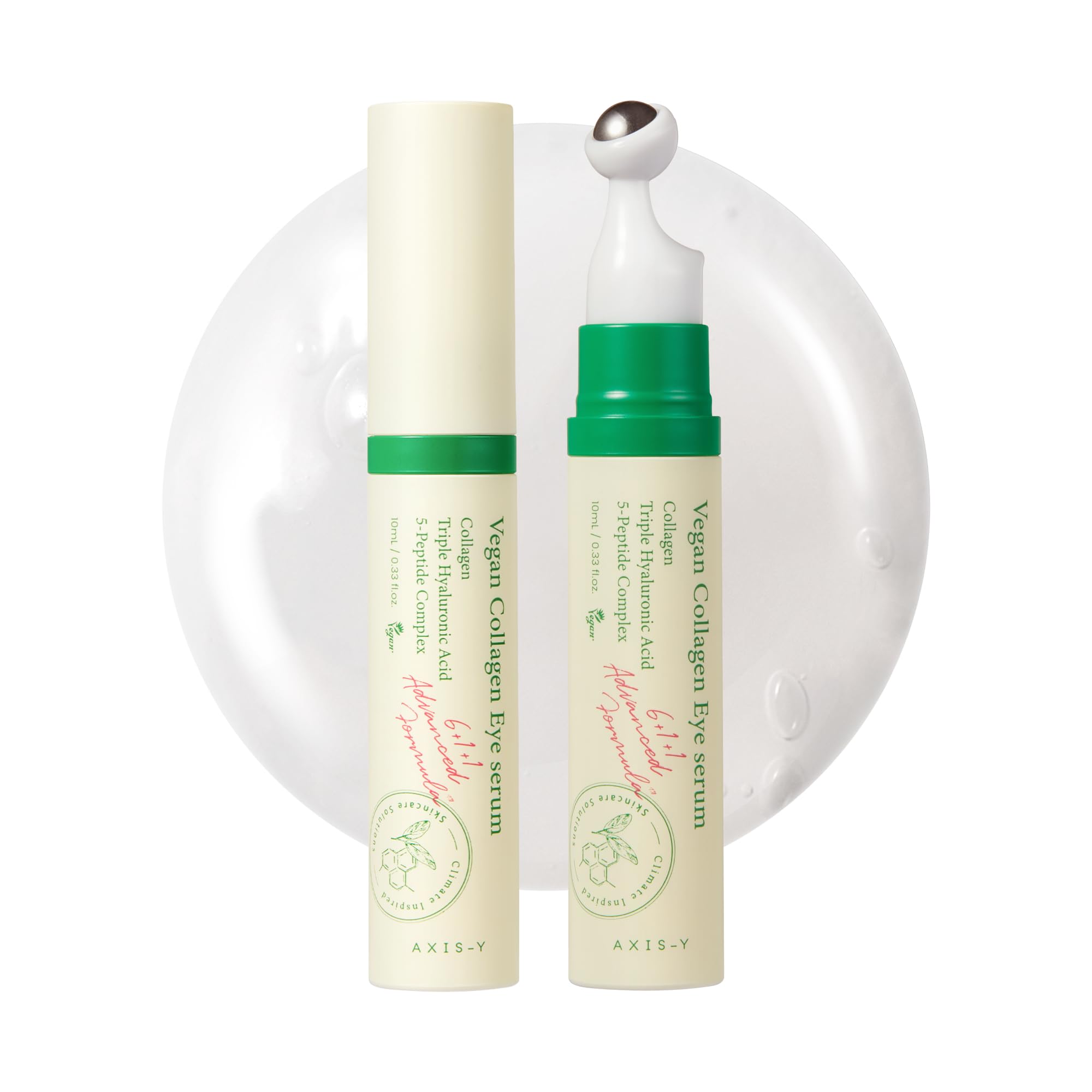 AXIS-Y Vegan Collagen Eye Serum with 2% Niacinamide, Peptides, 0.33 fl. oz. | Vegan Korean Eye Cream with Cooling Roller for Wrinkles, Fine Lines, Dark Circles, Puffiness & Deep Hydration