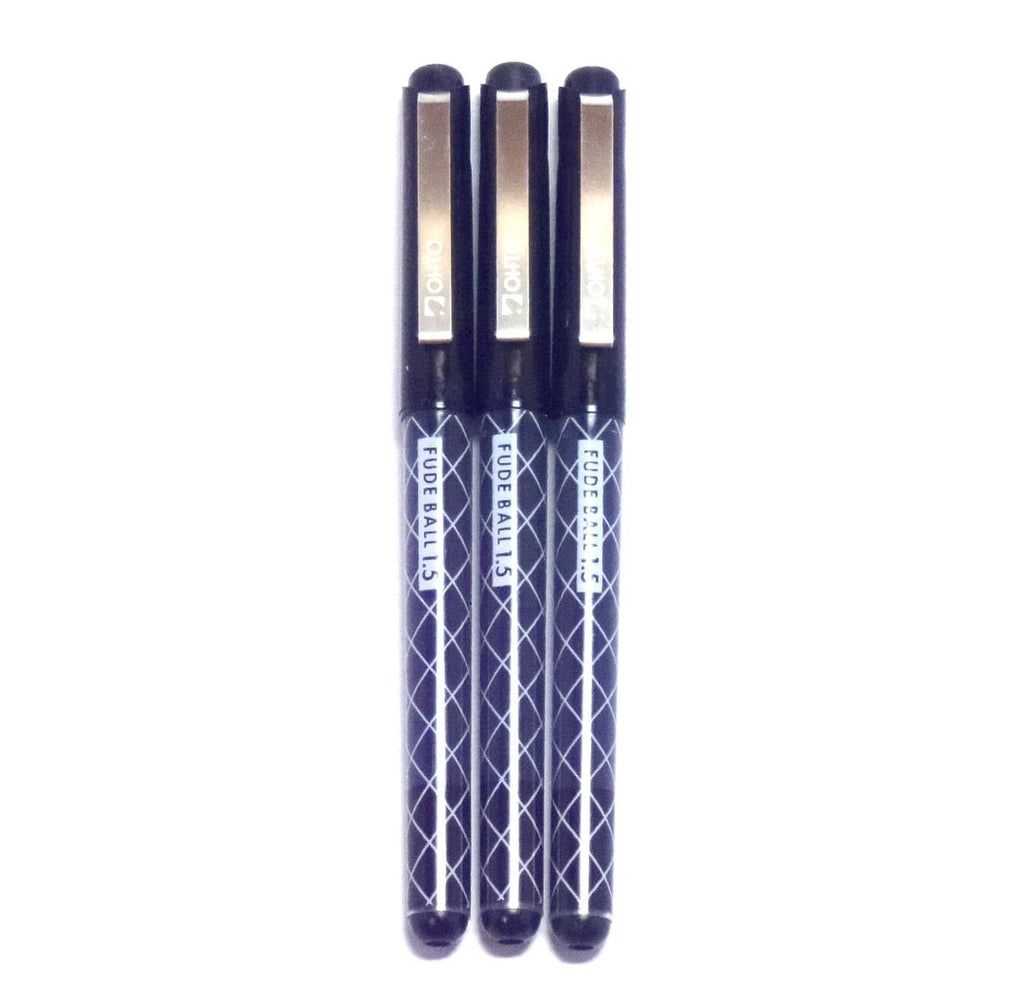 OHTO Fude Ballpoint Pen Extra Bold, 1.5mm, black ink, 3 pens per Pack (Japan import) [Komainu-Dou Original Package]