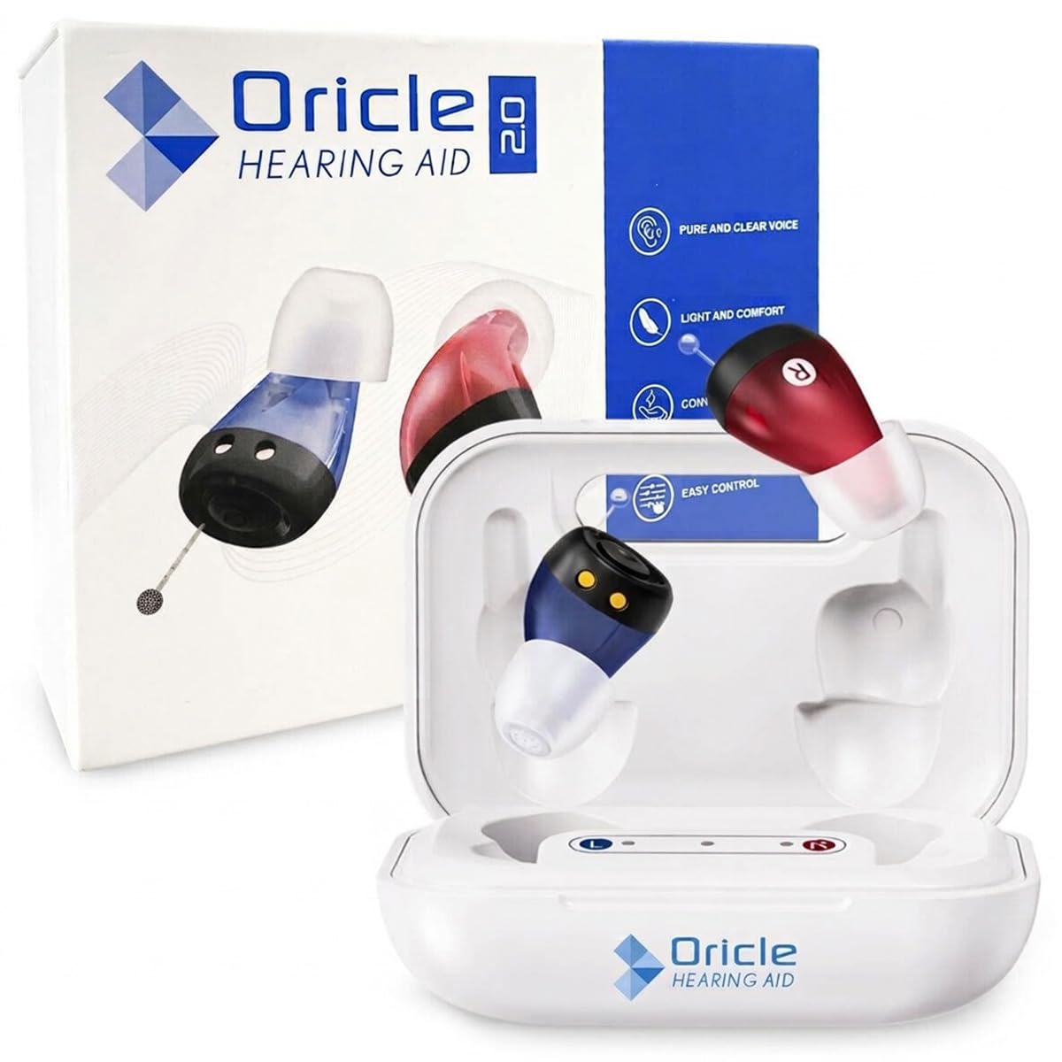 Oricle Hearing Aids for Seniors - Oricle Hearing Aids for Adults with Advanced Noise Cancellation - Easy Volume Control with Portable Charging Case