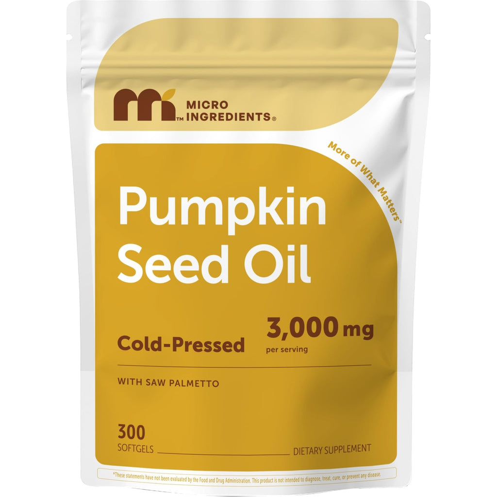 Micro Ingredients Pumpkin Seed Oil with Saw Palmetto, 75 Softgels | Cold Pressed, Pure Virgin Oil, Essential Fatty Acids & Phytosterols | Hair Growth & Prostate Health Support* | Non-GMO