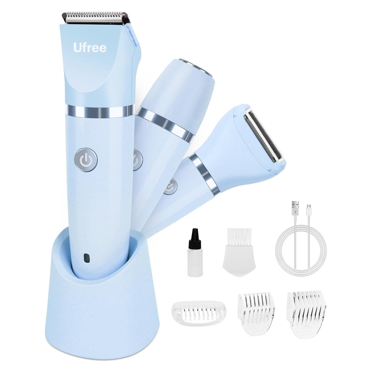 Ufree 3-in-1 Bikini Trimmer Electric Razors for Women, Gifts for Women | Ceramic Blade, IPX7 Waterproof, Lady Shaver, Travel Lock, for Face, Legs, Pubic Hair, Underarms, Body Hair Trimmer, Purple