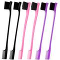 6Pack Double Sided Edge Control Hair Brush，Pink Purple Black | Professional Edge Control Hair Brush Comb Set, Dual-Sided Bristle Design