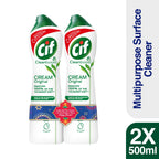 Cif Original Multipurpose Surface Cleaner Cream for Kitchen & Bathroom, Ocean Breeze Scent, 100% Dirt Removal with Natural Cleaning Particles, 2x500ml
