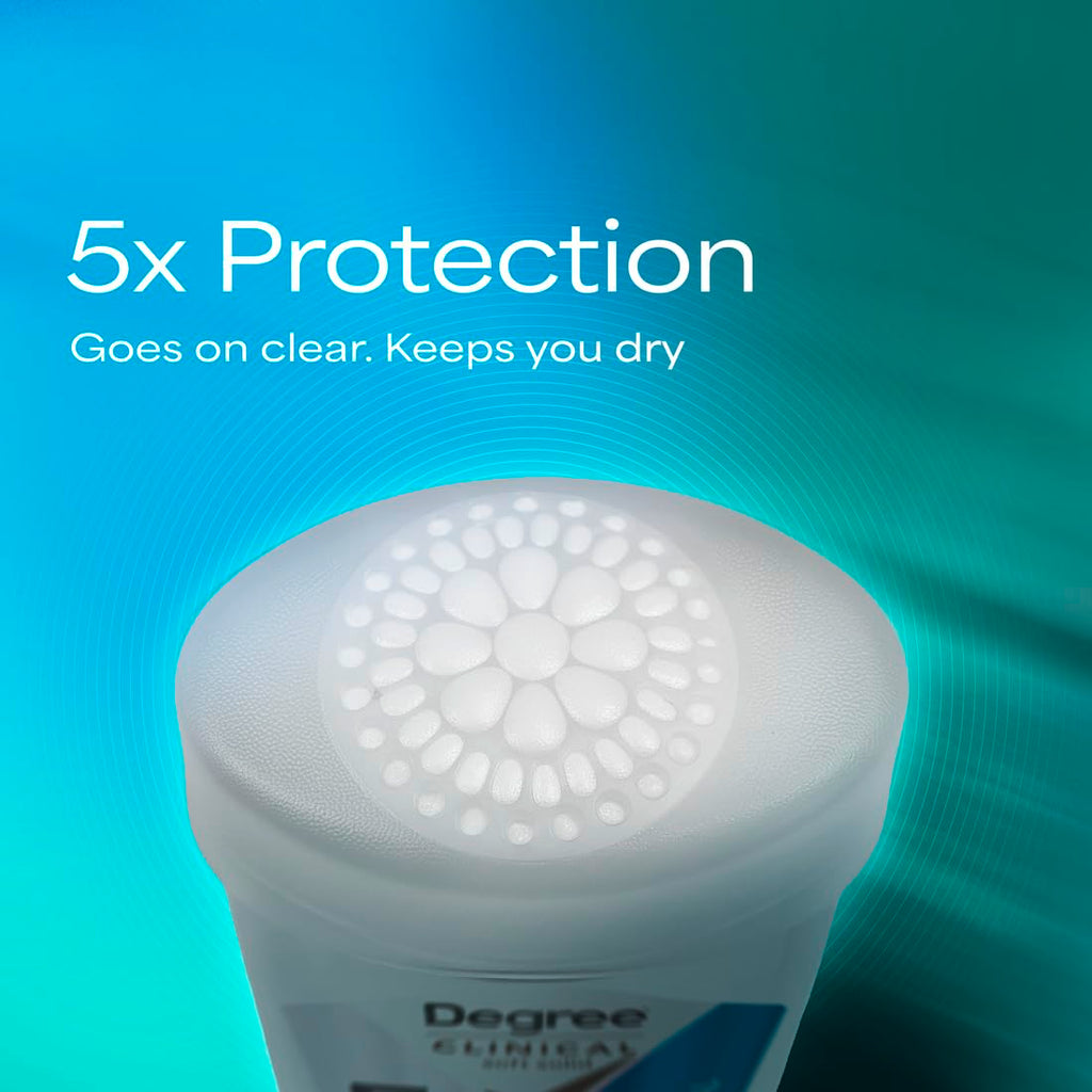 Degree Clinical Antiperspirant Deodorant Soft Solid, Shower Clean, 1.7 oz | For stress sweat, Helps keep you dry & confident, With 96H protection, soft solid