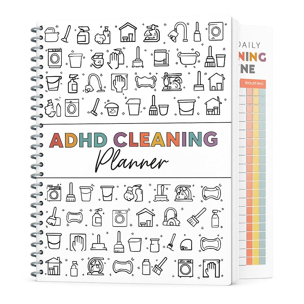PGJ ADHD Cleaning Planner for Adults, Undated Cleaning Schedule & Checklist