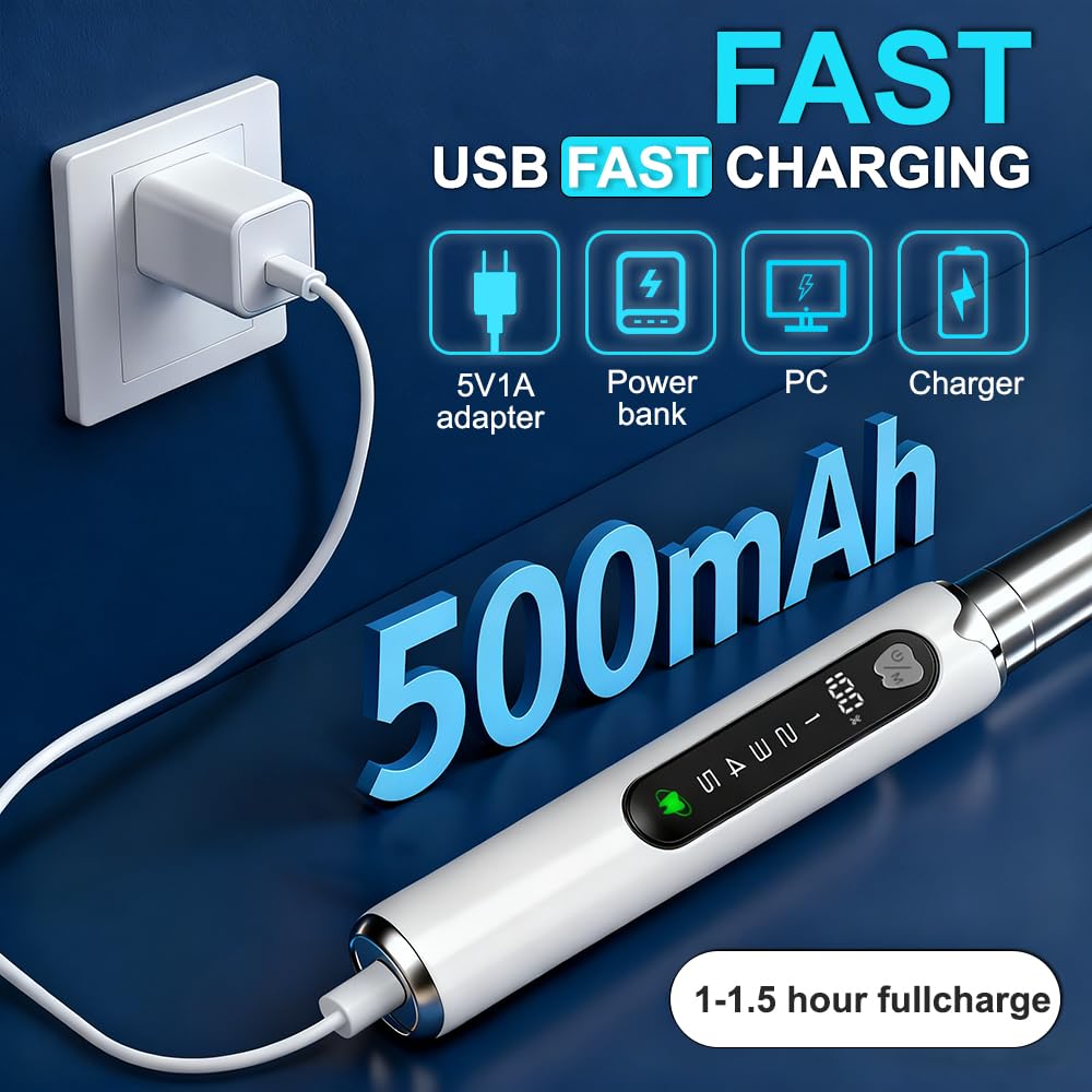 Plaque Remover for Teeth–5 Modes, LED, USB-C 4Tips Adult Teeth Cleaning Kit