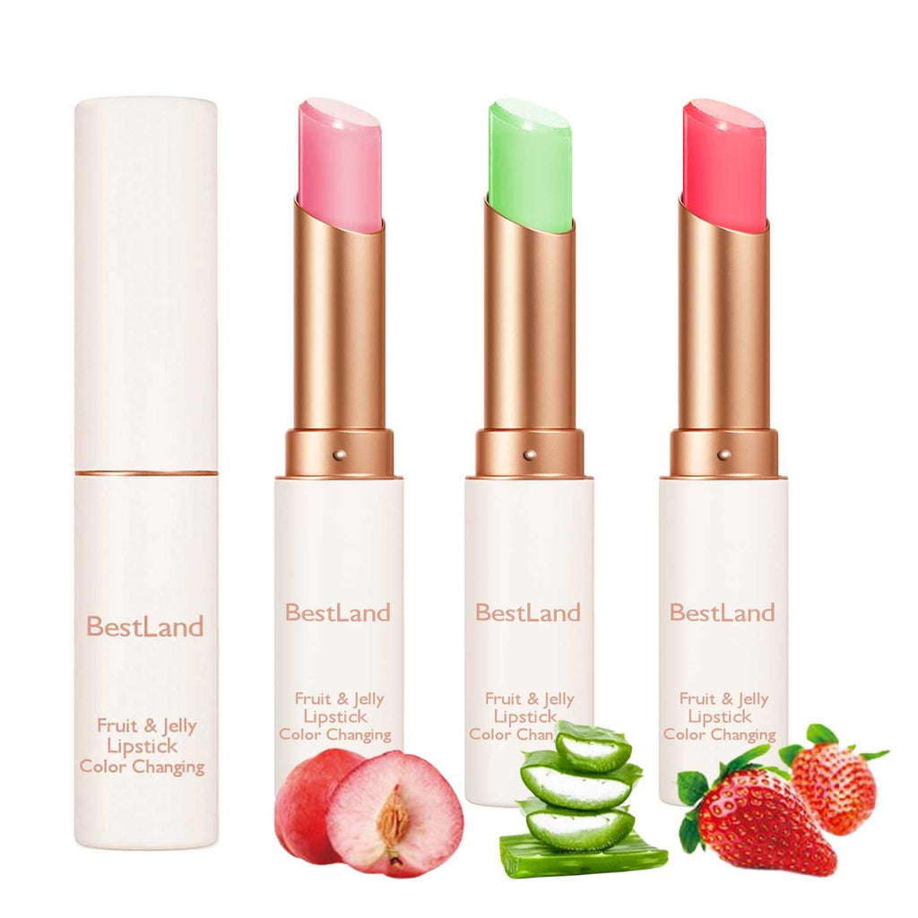 Buy now BestLand 6 Pcs/Set Flower Jelly Lipstick Set Temperature Change Moisturizer Long Lasting Nutritious Balm Magic Color Change Lip Gloss 1 Count (Pack of 3) Strawberry, Peach & Aloe at indiglob india
