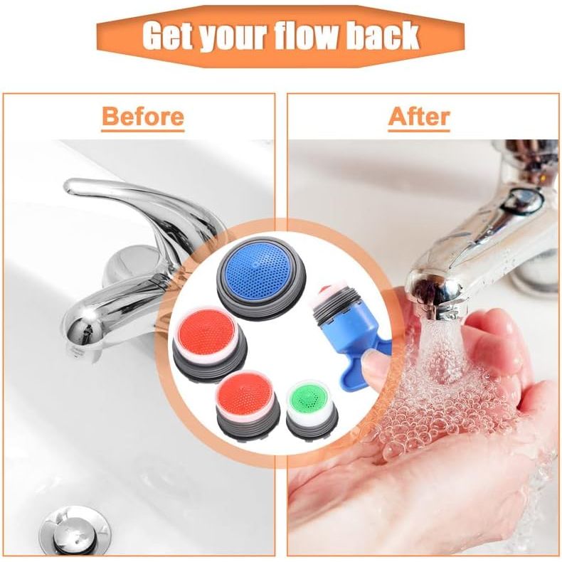 Buy now BBTO 12 Pieces Faucet Aerator Replacement for Sink and 5 Pieces Faucet Aerator Key Wrenches Removal Tool M 16.5 mm 18.5 mm 21.5 mm 24 mm High Low Flow Restrictor for Bathroom Kitchen at indiglob india