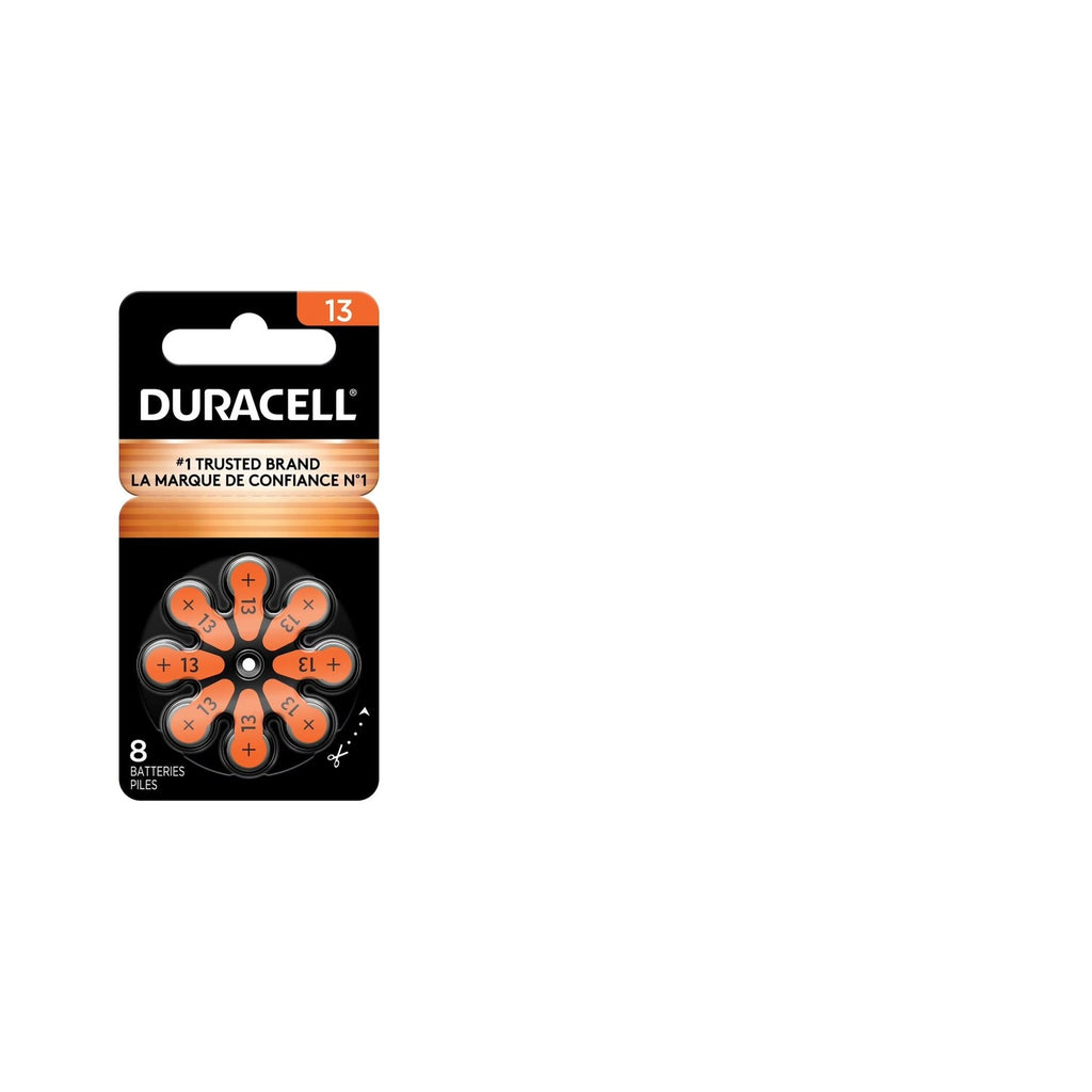 Duracell Hearing Aid Batteries Orange Size 13, 32 Count Pack, 13A Size Hearing Aid Battery with Long-Lasting Power, Extra-Long EasyTab Install for Hearing Aid Devices