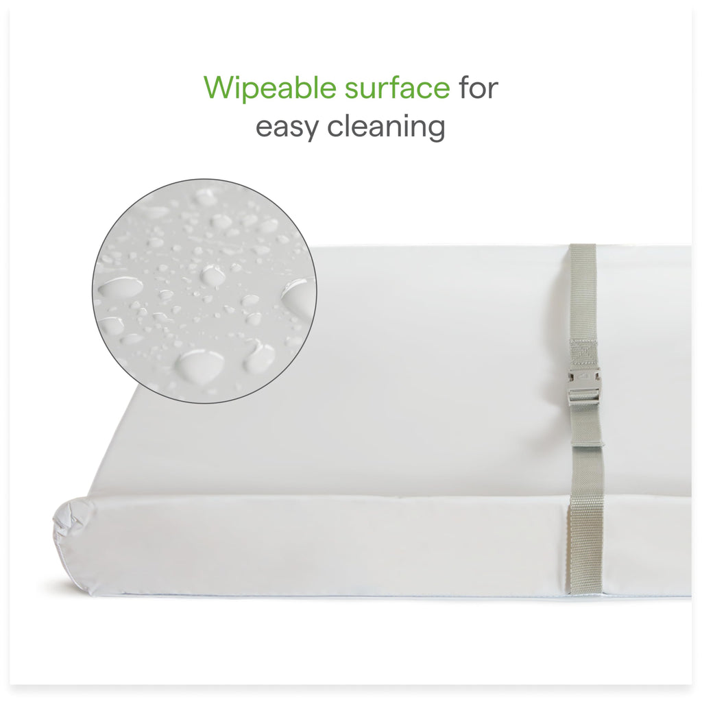 Buy now Munchkin Secure Grip Baby Diaper Changing Pad for Dresser, Waterproof and Wipeable, Contoured, Standard Size (14.75" x 31"), White at indiglob india
