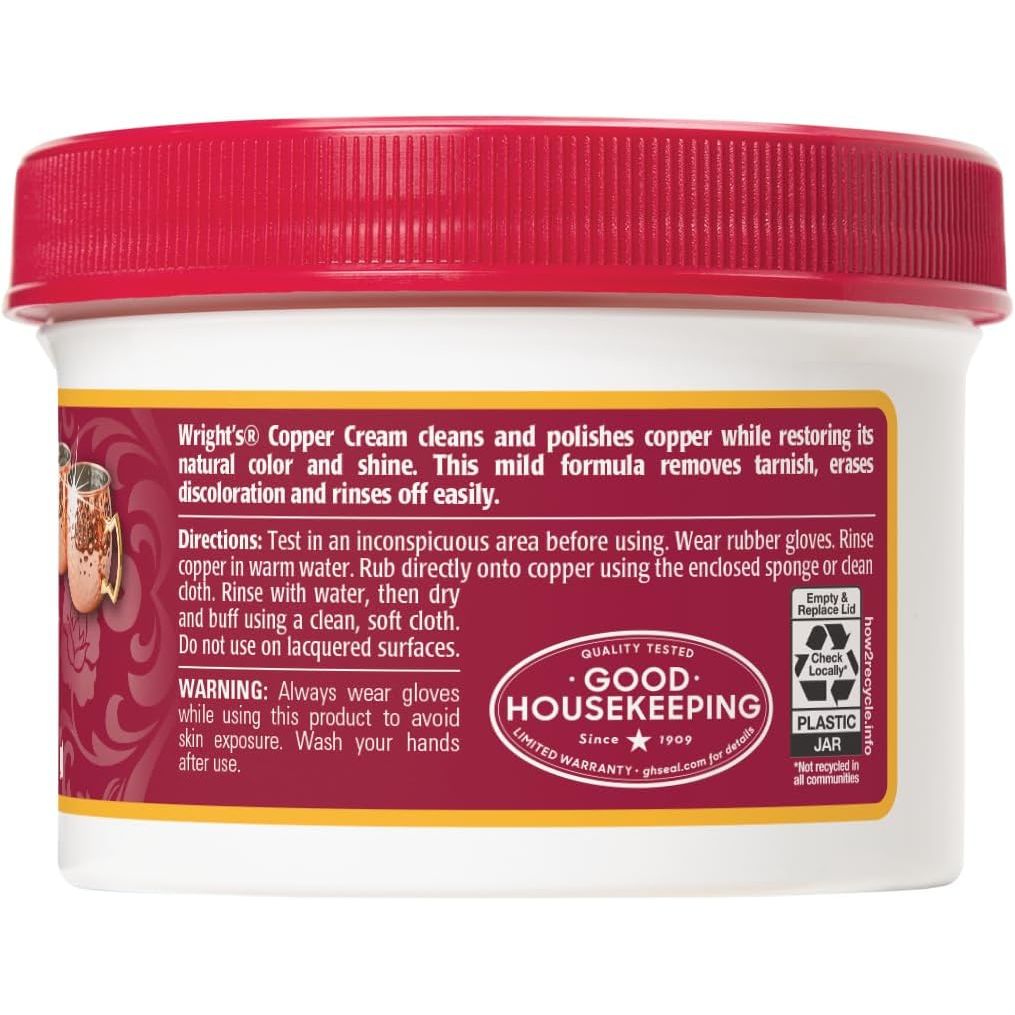 Buy now Wright's by Weiman Cream Copper and Brass Cleaner - Gently Cleans and Removes Tarnish without Scratching, Polishing Cloth Included at indiglob india