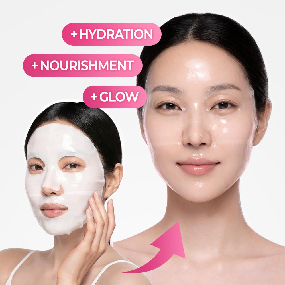 Collagen Hydrogel Face Mask, Pack of 4, 34g Each | Hydrolyzed Collagen, Hyaluronic Acid, Niacinamide & Peptides, Deep Hydration, Smooth Skin